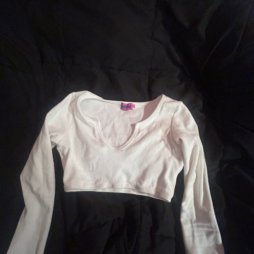 Trendy White Long Sleeve Crop Top